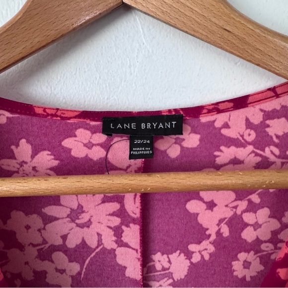 Lane Bryant Surplice Hi-Lo midi dress Red Floral Size 22 - Picture 4 of 10